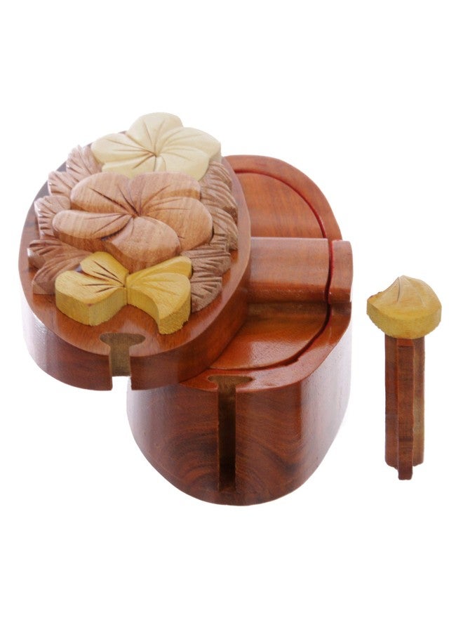 Beltiscool Handcrafted Wooden Flowers Shape Oval Secret Jewelry Puzzle Box - Flowers - Image 4